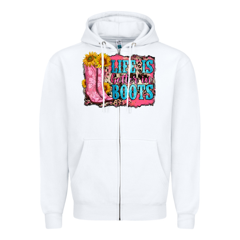 Life Is Better In Boots Zipper Hoodie by Zillion Design Studio | Teevron
