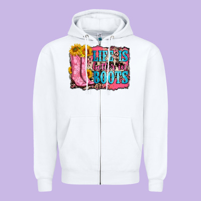 Life Is Better In Boots Zipper Hoodie Designed By Zillion Design Studio