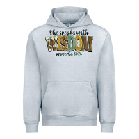 Heather Grey she speaks with wisdom proverbs 31 26 Urban Hoodie - NancyCooperArtShop