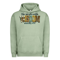 Pigment Oil Green she speaks with wisdom proverbs 31 26 Urban Hoodie - NancyCooperArtShop