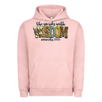 Pigment Salmon she speaks with wisdom proverbs 31 26 Urban Hoodie - NancyCooperArtShop