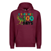 Burgundy i survived 100 days Premium Hoodie - MaliasSmallBusiness