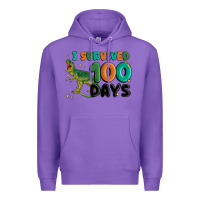 Purple i survived 100 days Premium Hoodie - MaliasSmallBusiness