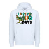 White i survived 100 days Premium Hoodie - MaliasSmallBusiness