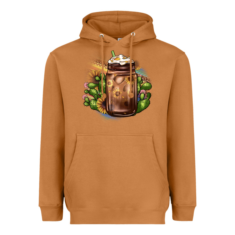 Sunflower Coffee Cup Cactus Heavyweight Hoodie by JahusDesignShop | Teevron