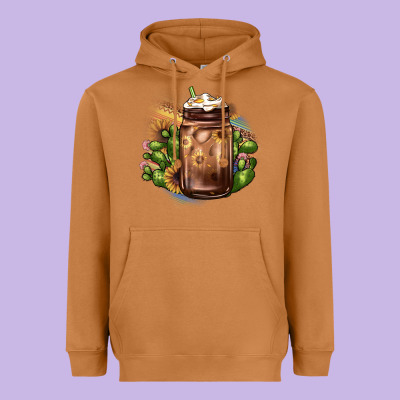 Sunflower Coffee Cup Cactus Heavyweight Hoodie Designed By Jahusdesignshop