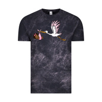 Cloud Black stork with black baby girl Vintage Tee - BarkalooDesign