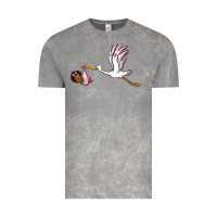 Cloud Rock stork with black baby girl Vintage Tee - BarkalooDesign