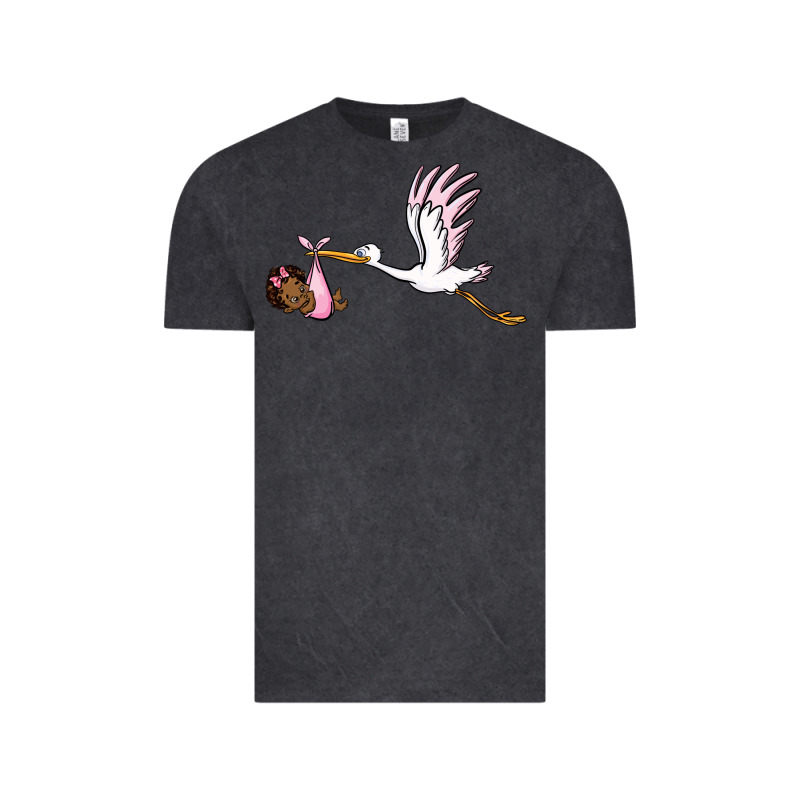 Stork With Black Baby Girl Vintage Tee by BarkalooDesign | Teevron