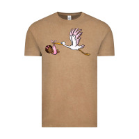 Vintage Coffee stork with black baby girl Vintage Tee - BarkalooDesign