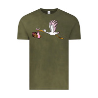 Vintage Olive stork with black baby girl Vintage Tee - BarkalooDesign