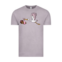 Vintage Zinc stork with black baby girl Vintage Tee - BarkalooDesign