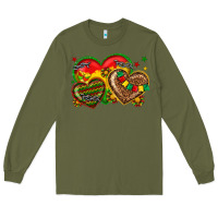Army Green juneteenth heart Long Sleeve Tee - texasbilliewilder