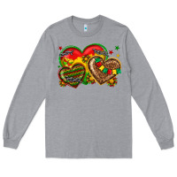 Heather Grey juneteenth heart Long Sleeve Tee - texasbilliewilder