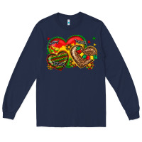 Navy juneteenth heart Long Sleeve Tee - texasbilliewilder