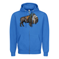True Royal bison with indian headdress Zipper Hoodie - RanaPortraitStore