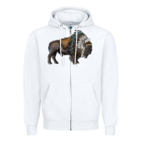 White bison with indian headdress Zipper Hoodie - RanaPortraitStore