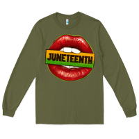Army Green juneteenth lips Long Sleeve Tee - texasbilliewilder