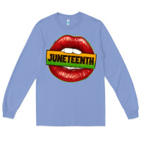 Colony Blue juneteenth lips Long Sleeve Tee - texasbilliewilder