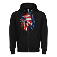 Black american flag indian headdress Zipper Hoodie - RanaPortraitStore