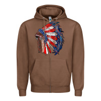 Chestnut american flag indian headdress Zipper Hoodie - RanaPortraitStore