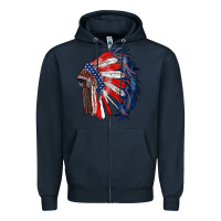 Navy american flag indian headdress Zipper Hoodie - RanaPortraitStore