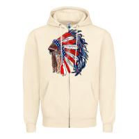 Sandshell american flag indian headdress Zipper Hoodie - RanaPortraitStore