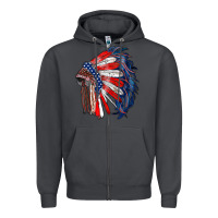 American Flag Indian Headdress Zipper Hoodie | Teevron