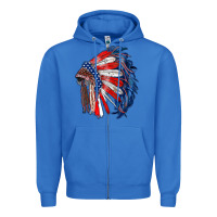 True Royal american flag indian headdress Zipper Hoodie - RanaPortraitStore