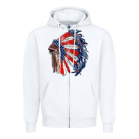White american flag indian headdress Zipper Hoodie - RanaPortraitStore