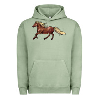 Pigment Oil Green running horse Urban Hoodie - NancyCooperArtShop