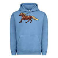 Pigment Pebble Blue running horse Urban Hoodie - NancyCooperArtShop