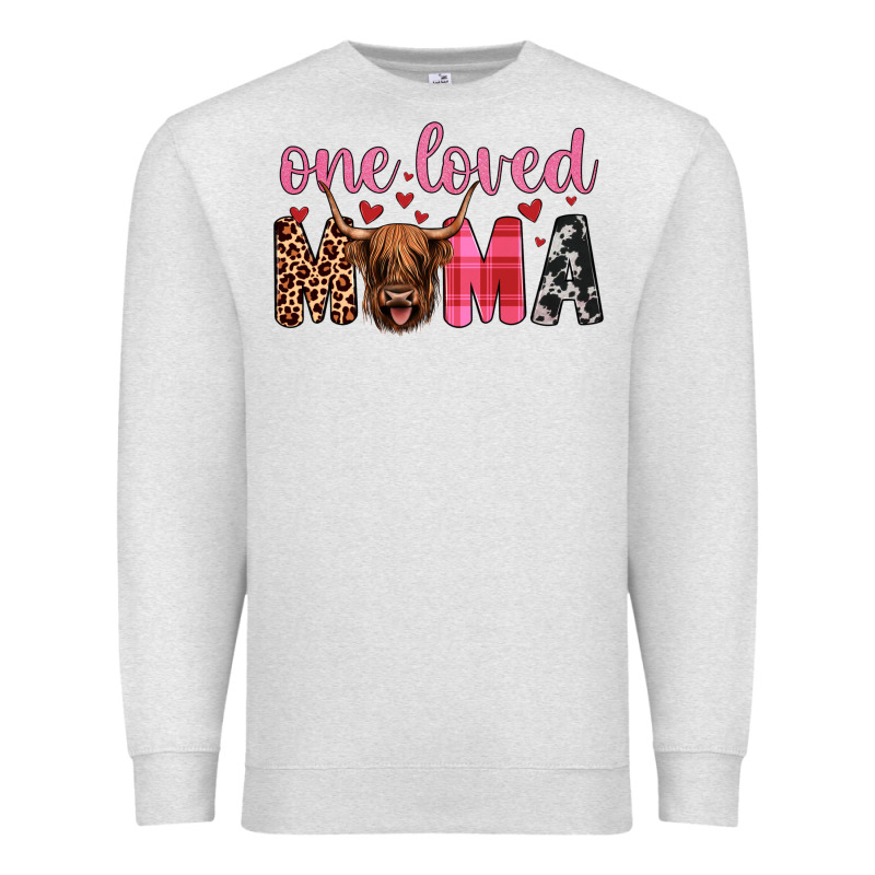 Highland Cow One Loved Mama Premium Sweatshirt by JahusDesignShop | Teevron