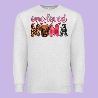 Highland Cow One Loved Mama Premium Sweatshirt Designed By Jahusdesignshop