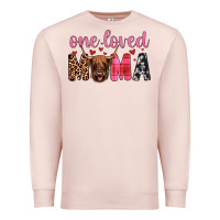 Pale Pink highland cow one loved mama Premium Sweatshirt - JahusDesignShop