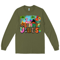 Army Green summer vibes camp Long Sleeve Tee - Zillion Design Studio
