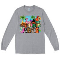 Heather Grey summer vibes camp Long Sleeve Tee - Zillion Design Studio