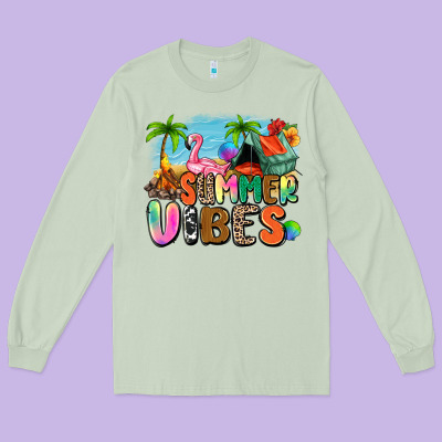 Summer Vibes Camp Long Sleeve Tee Designed By Zillion Design Studio