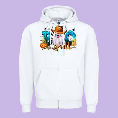 Boo Y'all Zipper Hoodie Designed By Texasbilliewilder