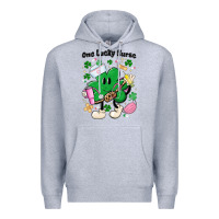 Heather Grey one lucky nurse belt bag Premium Hoodie - MaliasSmallBusiness