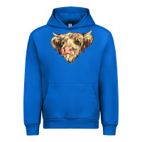 Cobalt scottish cow Urban Hoodie - NancyCooperArtShop