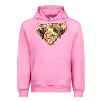 Fuchsia Pink scottish cow Urban Hoodie - NancyCooperArtShop