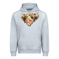 Heather Grey scottish cow Urban Hoodie - NancyCooperArtShop