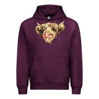 Mauve Wine scottish cow Urban Hoodie - NancyCooperArtShop