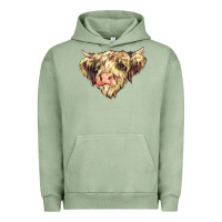 Pigment Oil Green scottish cow Urban Hoodie - NancyCooperArtShop