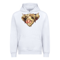 White scottish cow Urban Hoodie - NancyCooperArtShop