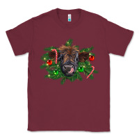 Burgundy Christmas highland calf Classic Tee - RanaPortraitStore