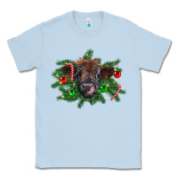 Dusty Blue Christmas highland calf Classic Tee - RanaPortraitStore