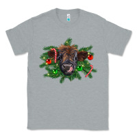Heather Grey Christmas highland calf Classic Tee - RanaPortraitStore