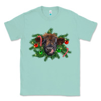 Seafoam Christmas highland calf Classic Tee - RanaPortraitStore